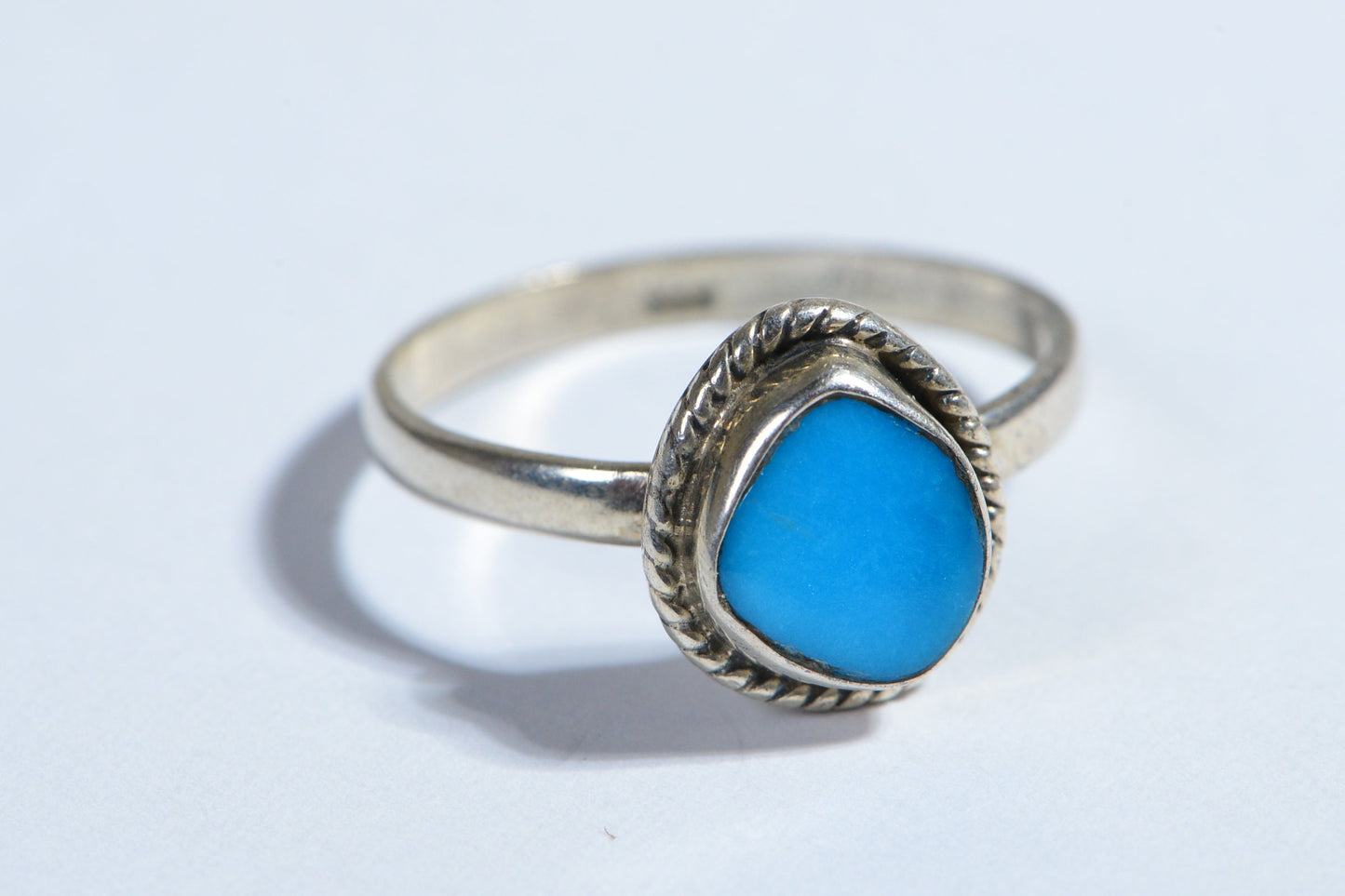 Sleeping Beauty Turquoise Ring, Sterling Silver Band, Size 9