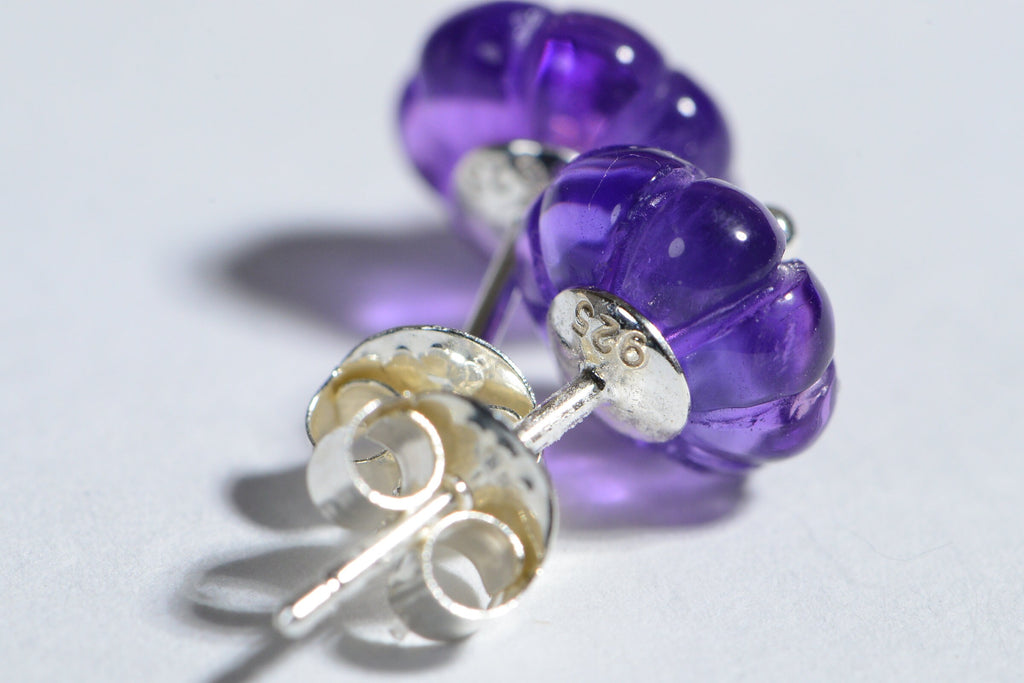 Light Amethyst Carved Floral Beads: Gemstone Jewelry Making (2pcs)