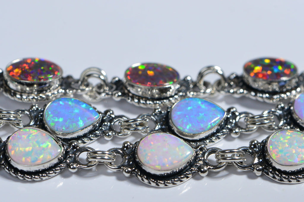 Sterling Silver Fire Opal Bracelet: Handmade Gemstone Jewelry