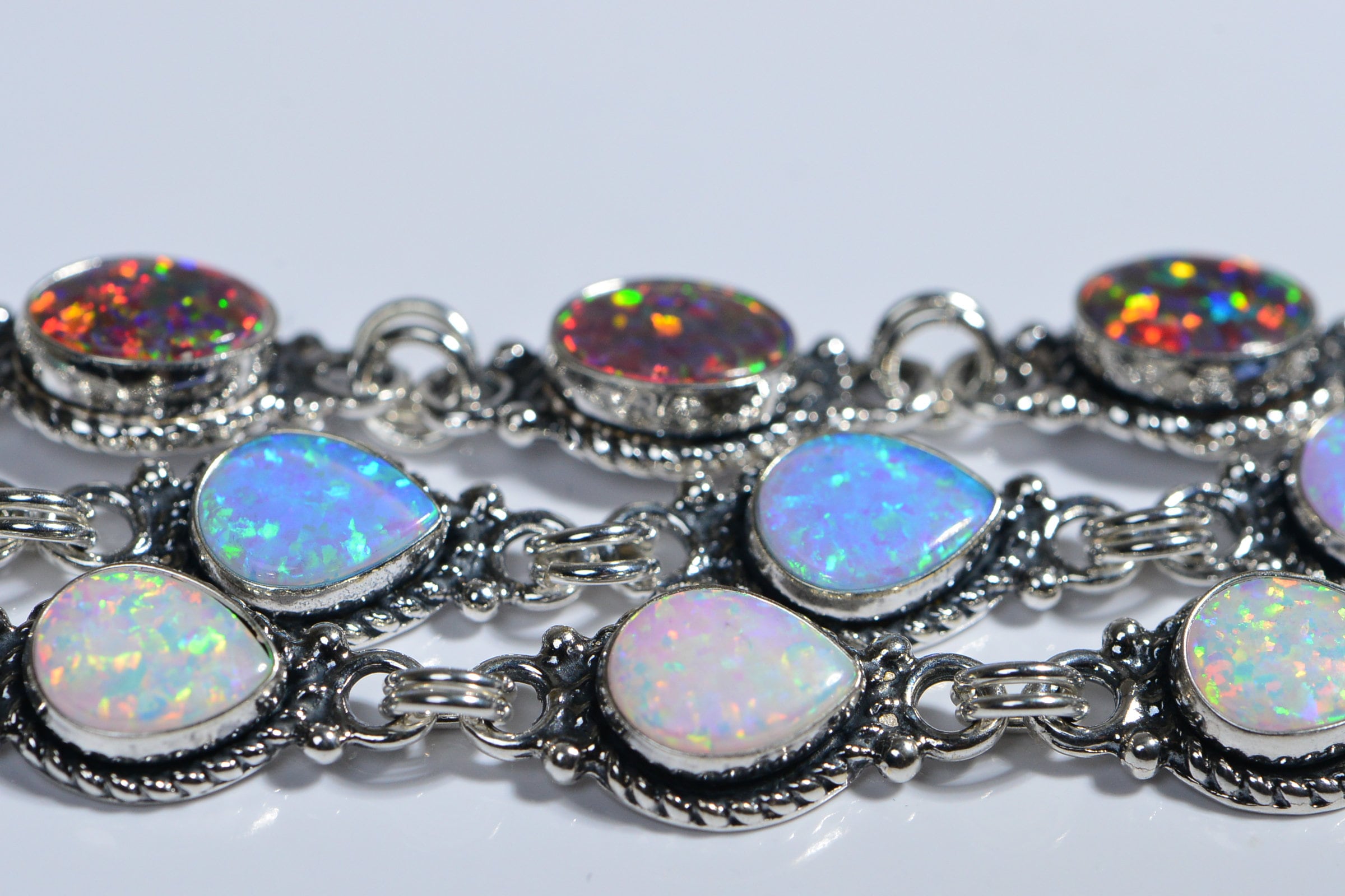 Sterling Silver Fire Opal Bracelet: Handmade Gemstone Jewelry