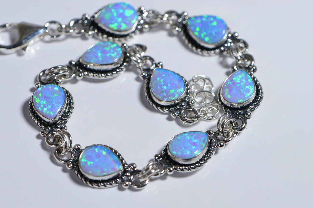 Sterling Silver Fire Opal Bracelet: Handmade Gemstone Jewelry