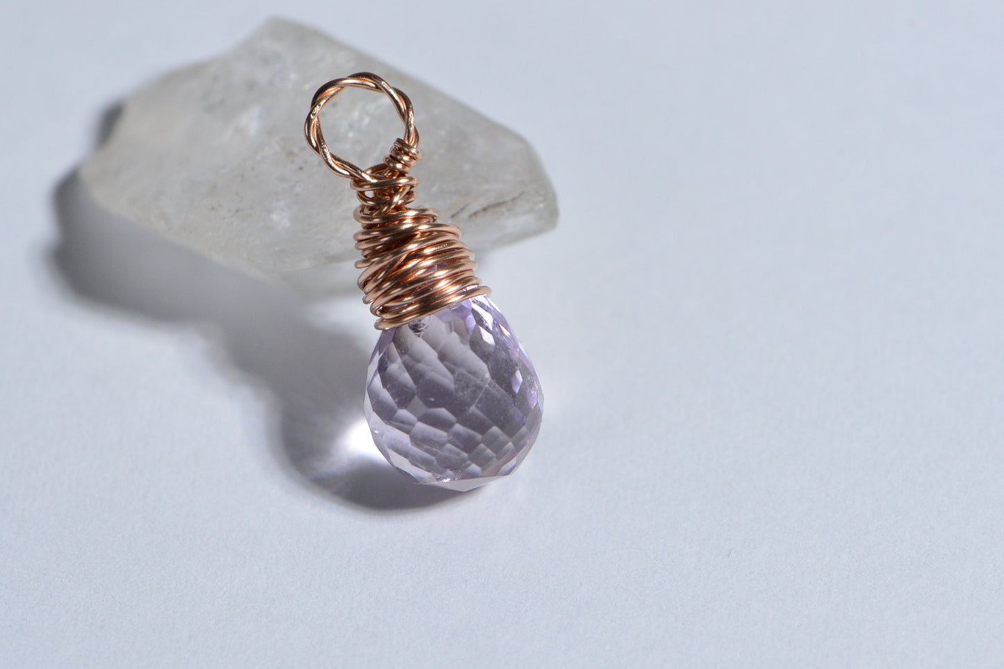 Light Purple Pink Sapphire Wire Wrapped Rose Gold Filled Birthstone September  Natural Gems Drops