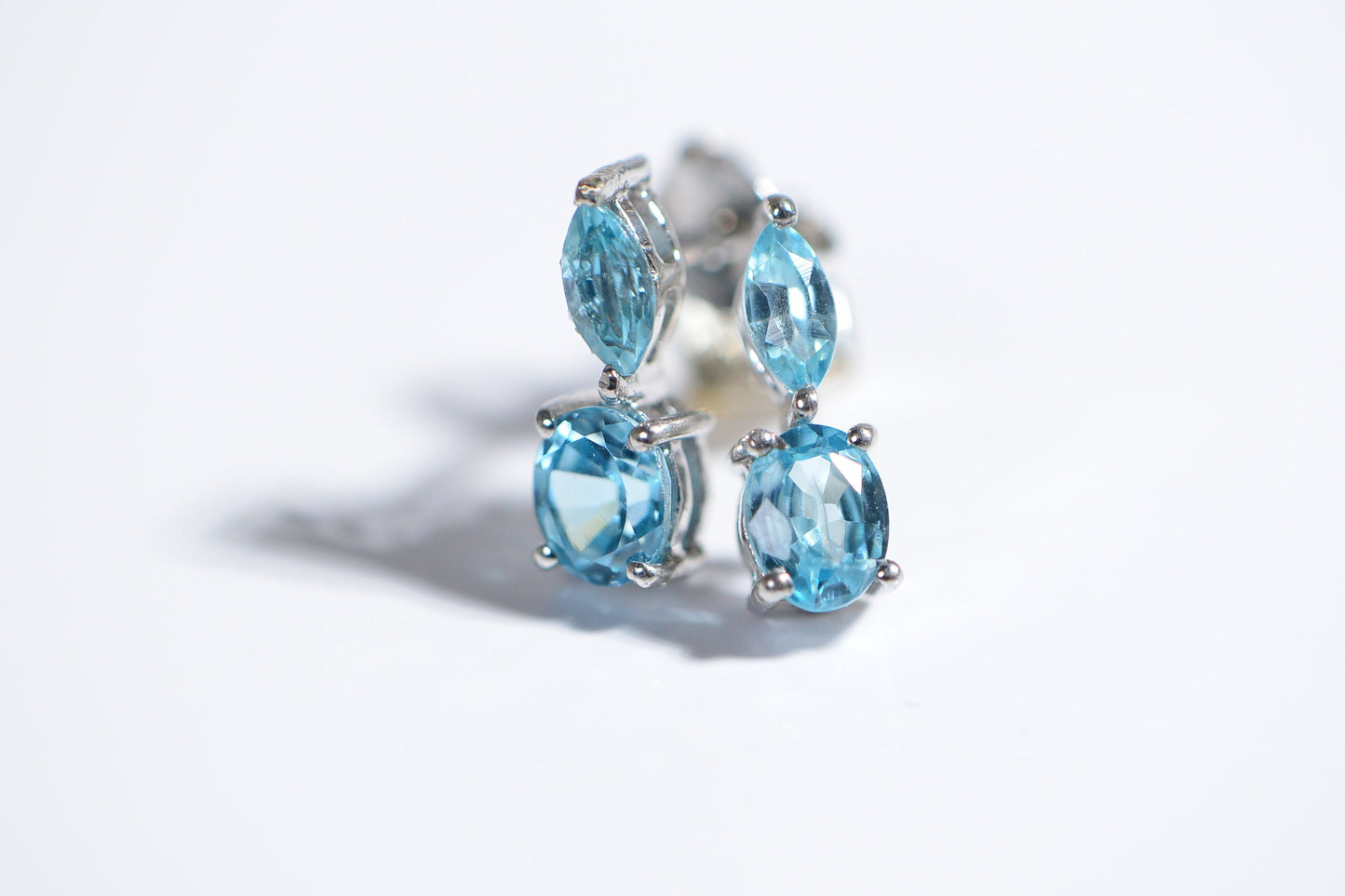 Blue Topaz Sterling Silver Stud Earrings - November Birthstone