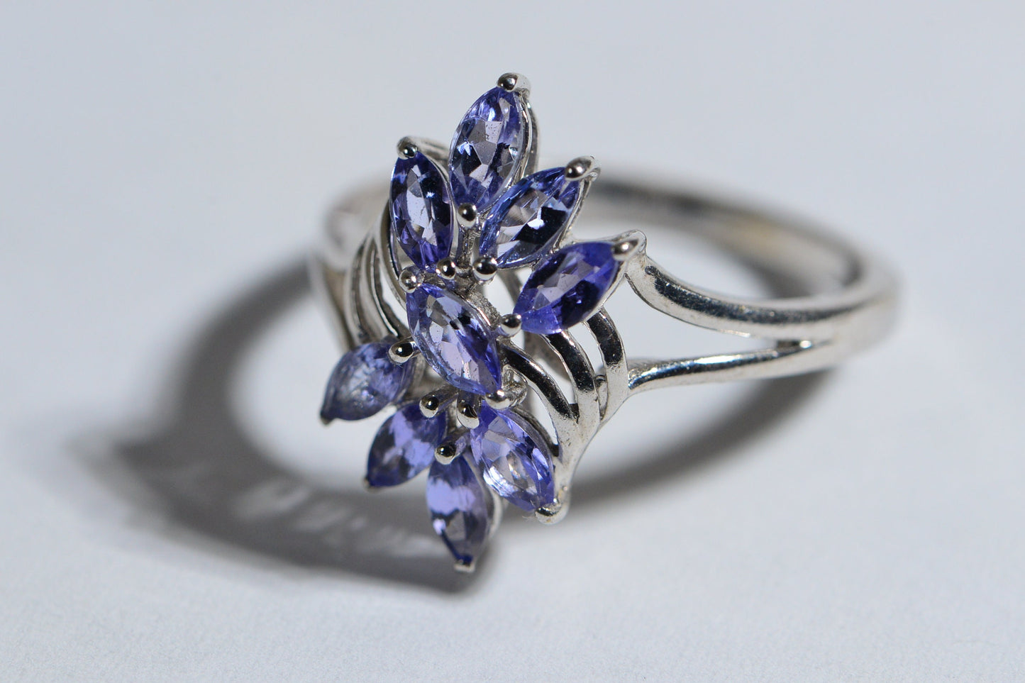 Marquise Tanzanite Ring, Sterling Silver Cocktail Ring