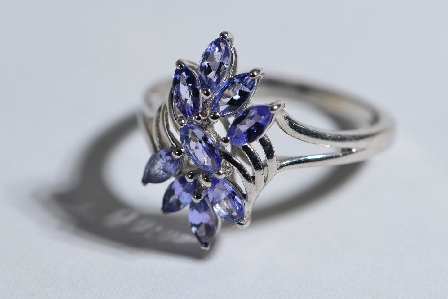 Marquise Tanzanite Ring, Sterling Silver Cocktail Ring