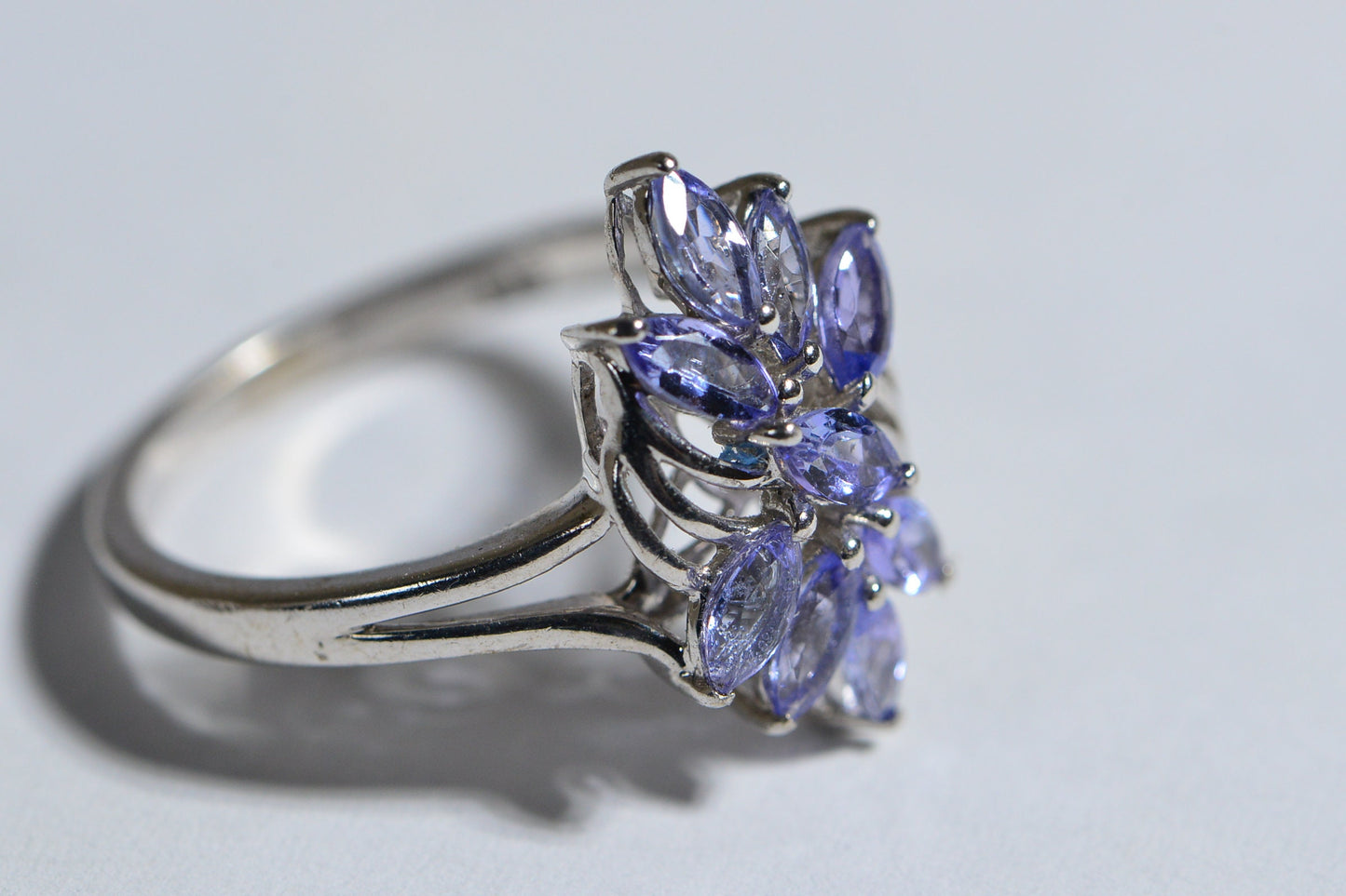 Marquise Tanzanite Ring, Sterling Silver Cocktail Ring