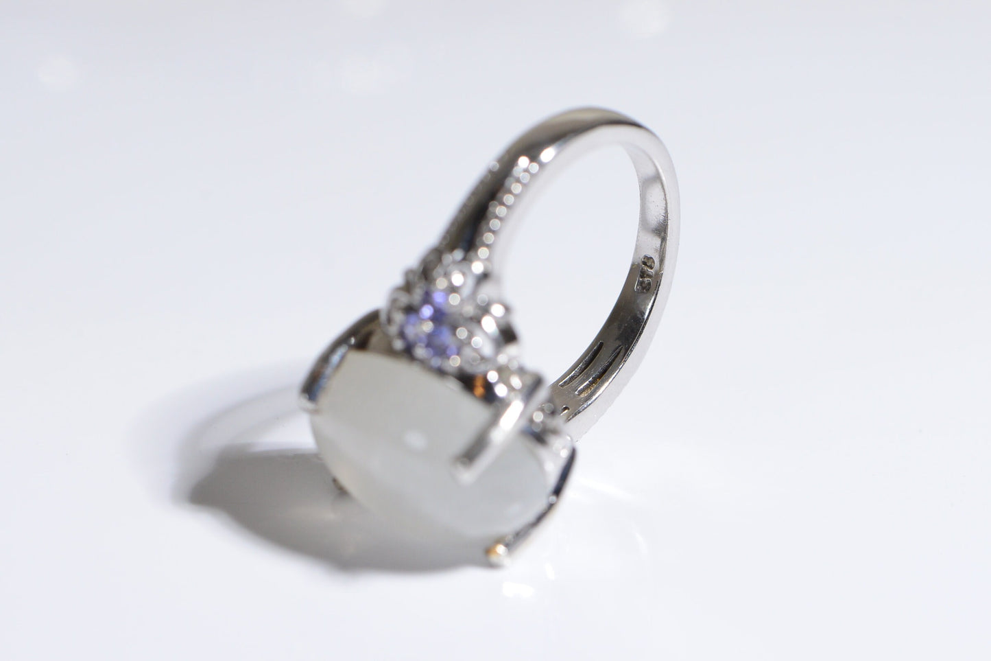 Rainbow  Moonstone Tanzanite Rhodium Over Sterling Silver Tanzanite Ring Birthstone December Gift for Daughter