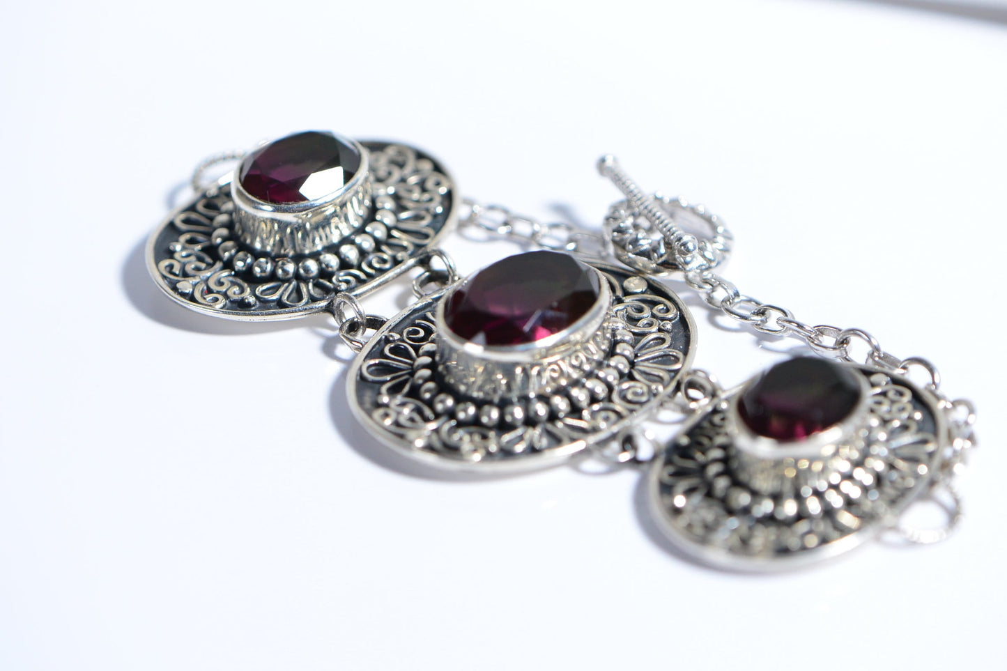 Tourmaline Watermelon  Wide Bracelet Patina Sterling Silver