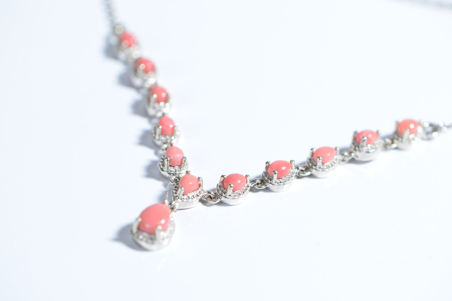 Peruvian Pink Opal  Prong Setting  Sterling Silver Necklace Choker Gemstone Birthstone October