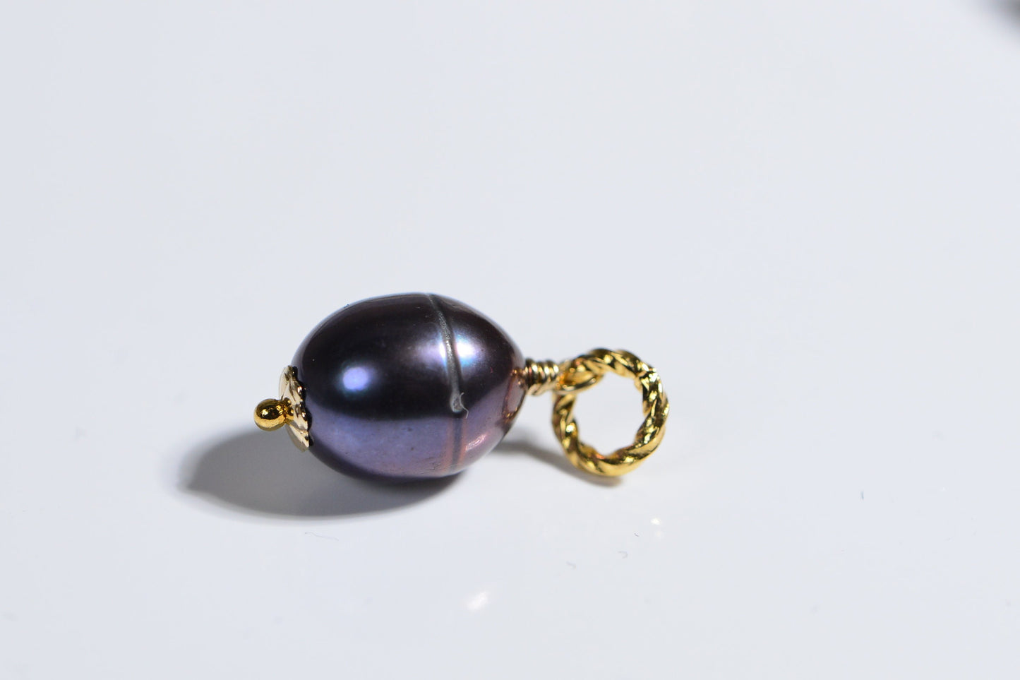 Black Pearl Pendant, 14K Gold Filled Wire Wrapped Baroque Drop