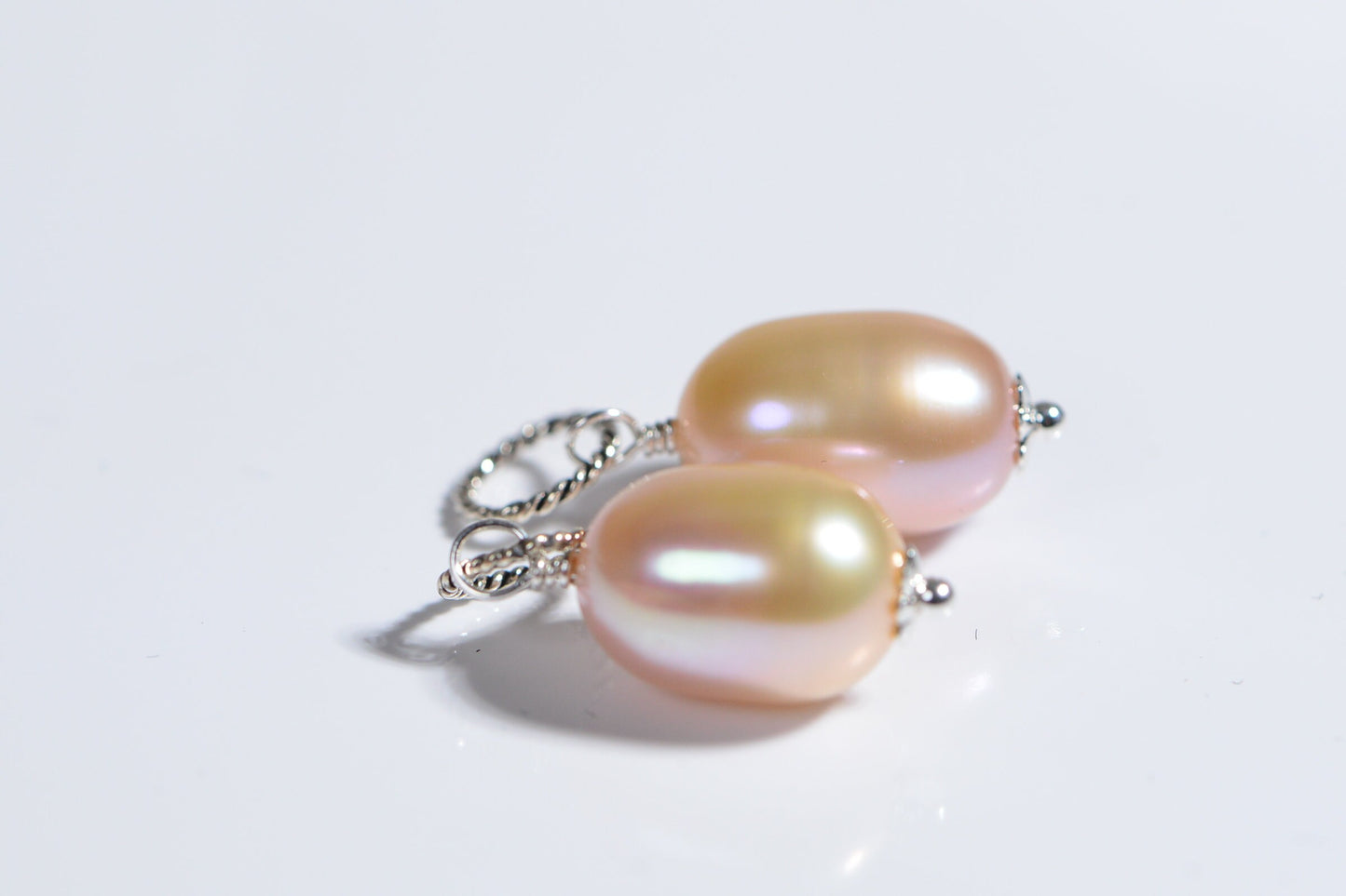 Pale Pink Freshwater Pearl Dangle Charm: Sterling Silver & 14K Gold Filled