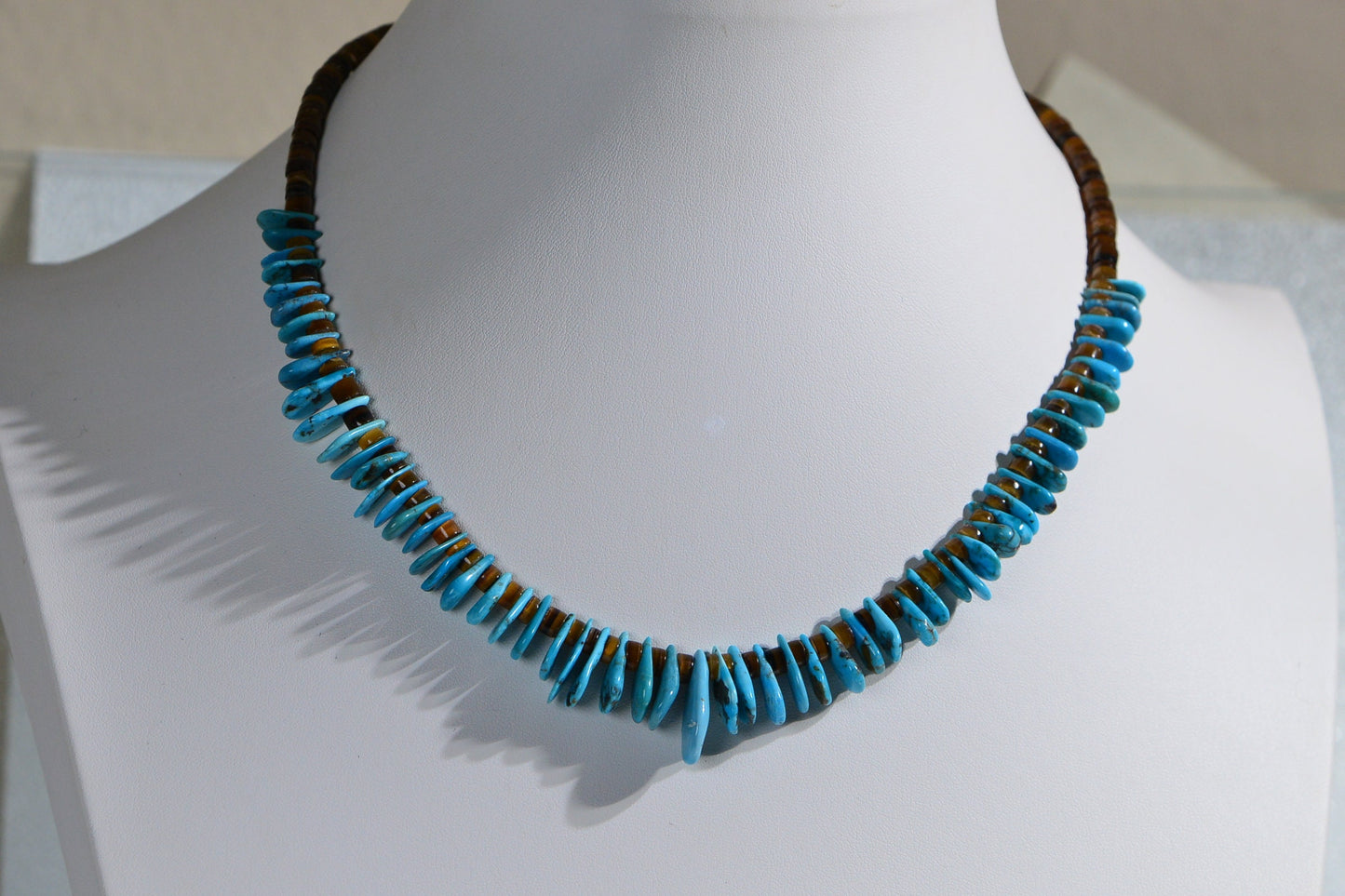 Kingman Turquoise Shell Necklace Pendant Sterling Silver Teardrop Gemstone necklace
