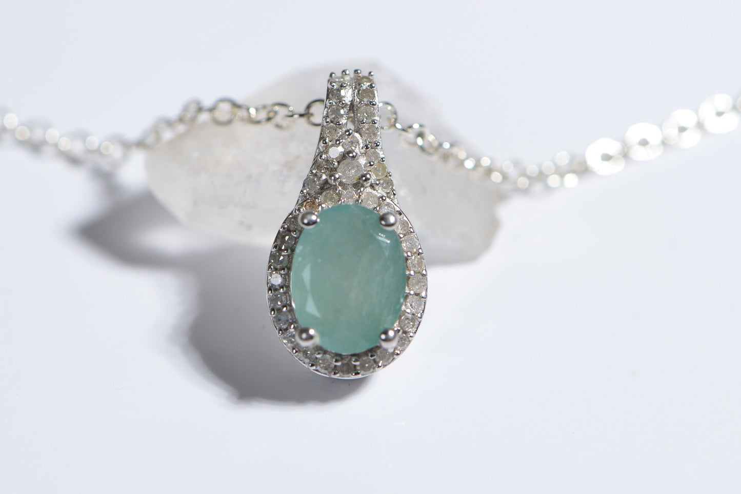 Grandidierite Diamond Halo Pendant, Sterling Silver Necklace