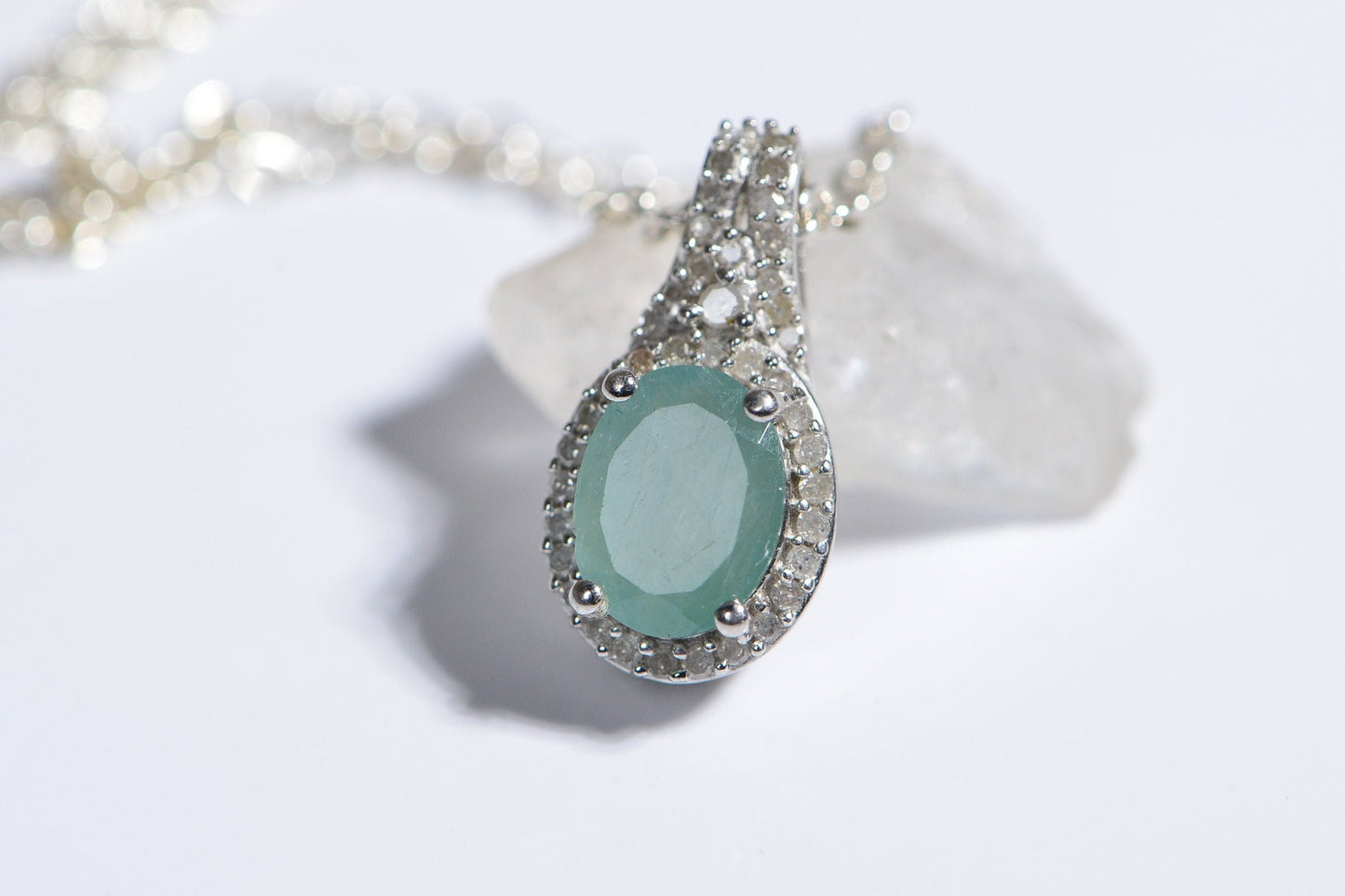 Grandidierite Diamond Halo Pendant, Sterling Silver Necklace