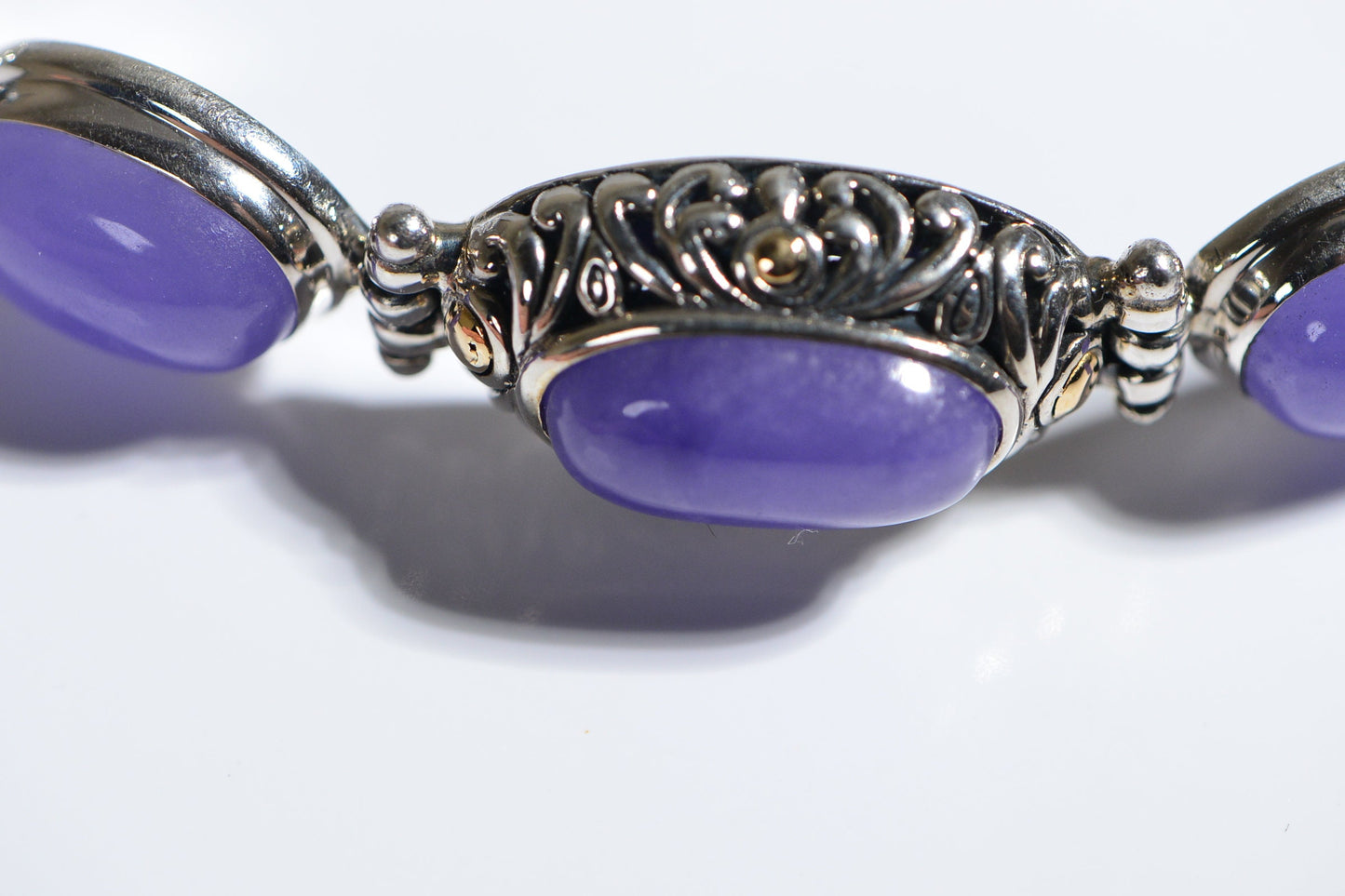 Purple Jade Sterling silver Bracelet Vintage Jewelry Large stone bracelet