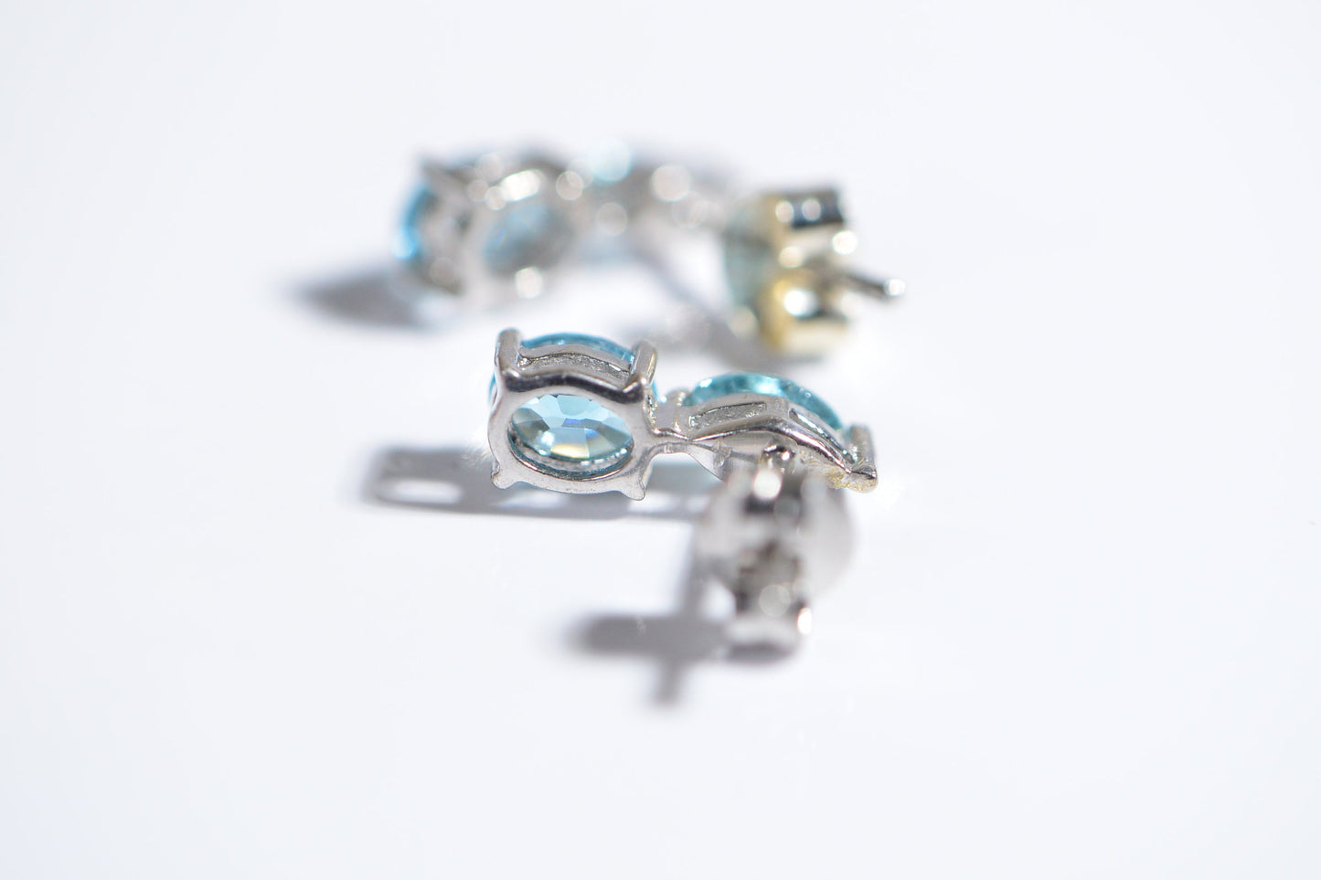 Blue Topaz Sterling Silver Stud Earrings - November Birthstone