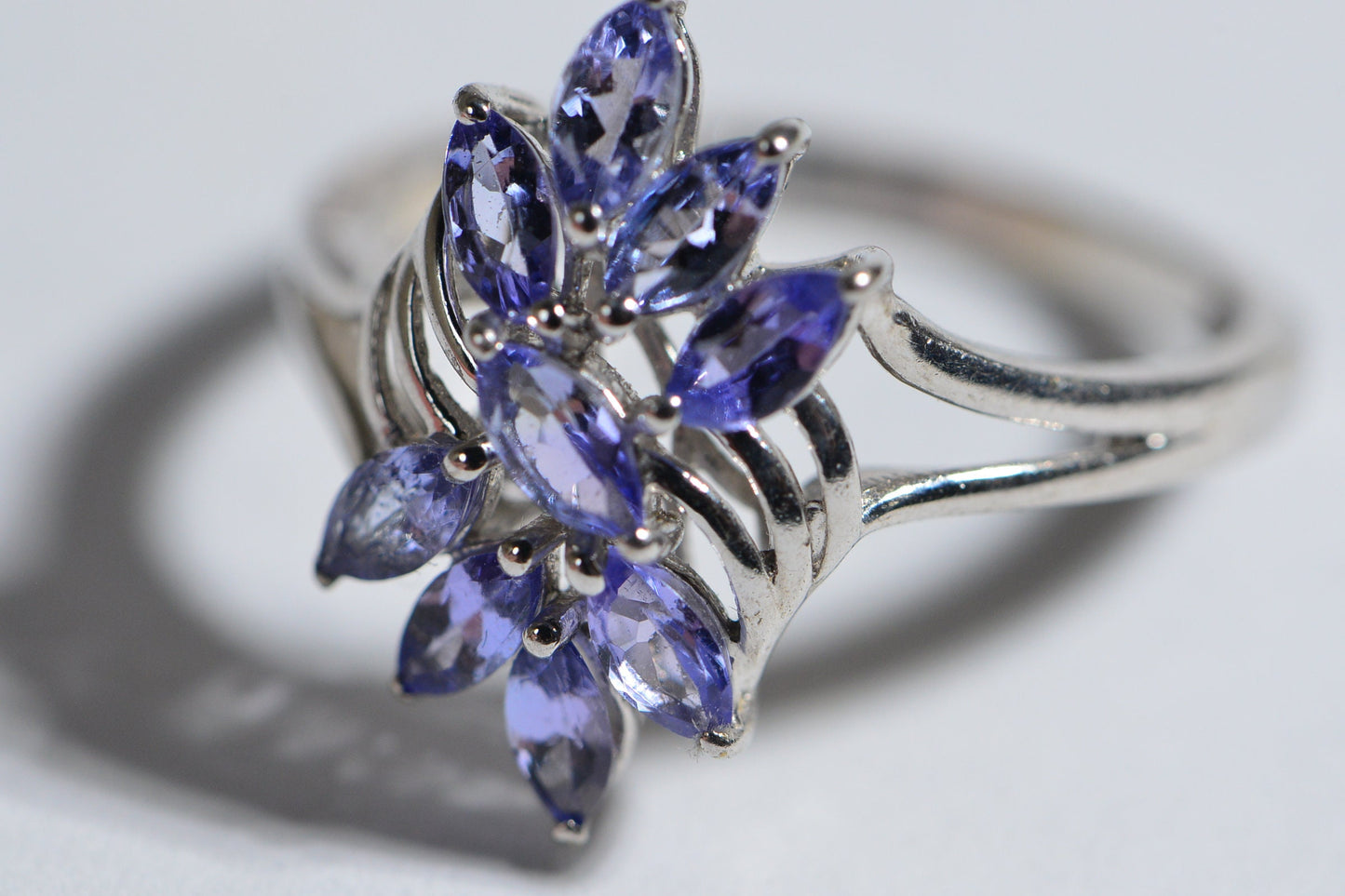 Marquise Tanzanite Ring, Sterling Silver Cocktail Ring