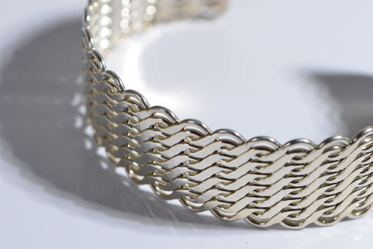 Wide Band Guff Solid Sterling Silver Man's Heavy Bracelet