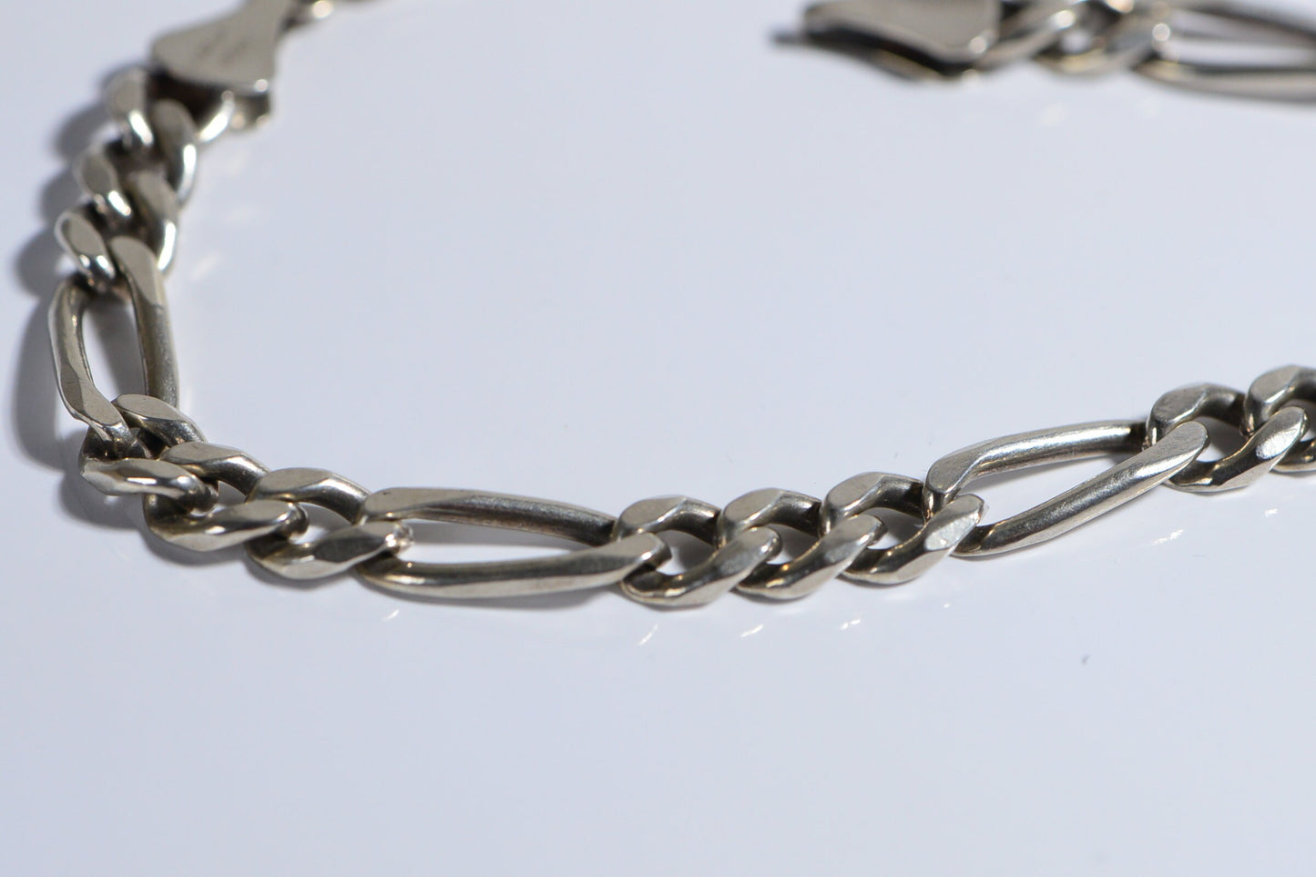 Heavy Sterling Silver Bracelet Figaro Chain Men's Bracelet