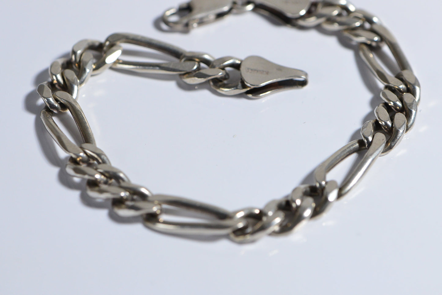 Heavy Sterling Silver Bracelet Figaro Chain Men's Bracelet