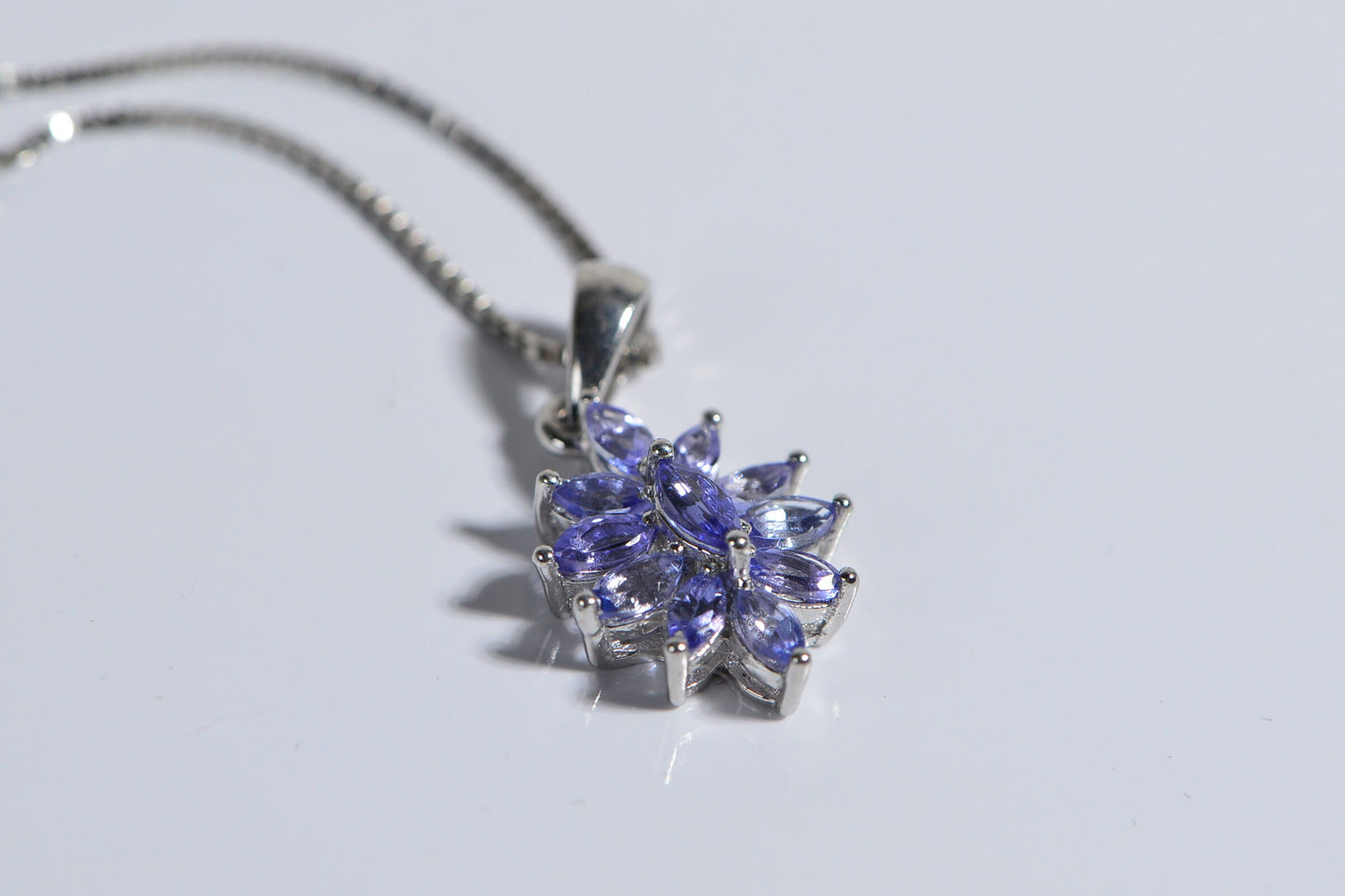 Tanzanite Rhodium Over Sterling Silver Multi Stone  Pendant  Birthstone Jewelry Vintage Pendant