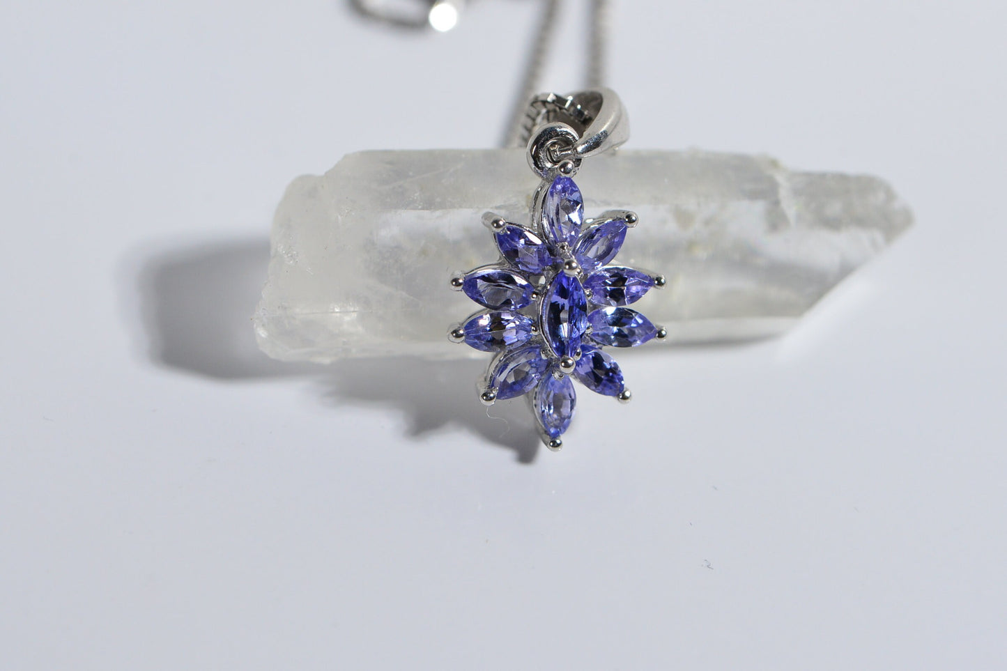 Tanzanite Rhodium Over Sterling Silver Multi Stone  Pendant  Birthstone Jewelry Vintage Pendant