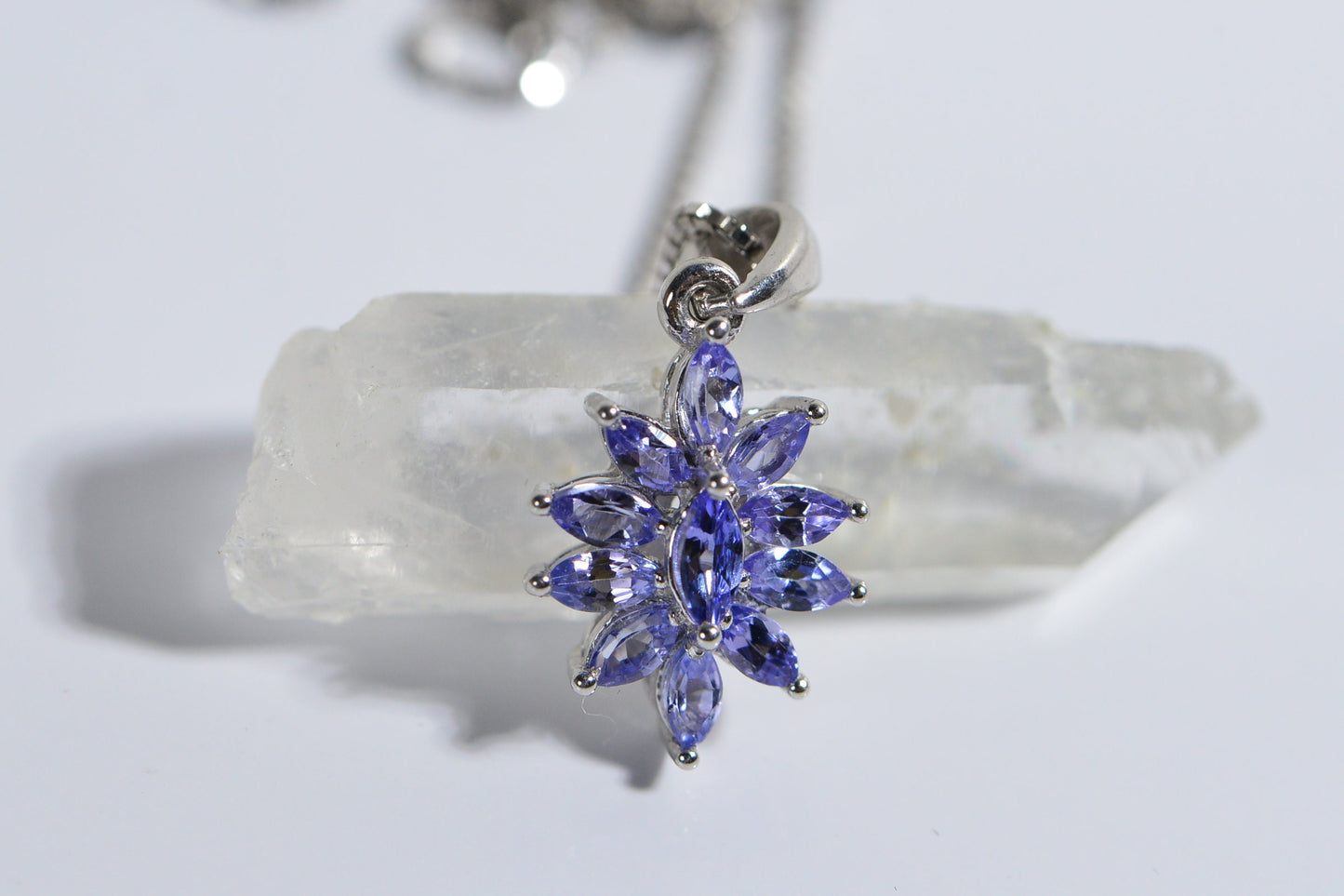 Tanzanite Rhodium Over Sterling Silver Multi Stone  Pendant  Birthstone Jewelry Vintage Pendant