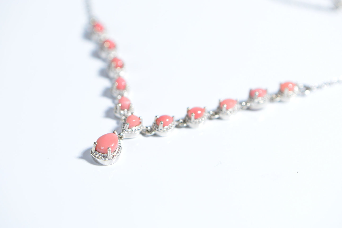 Peruvian Pink Opal  Prong Setting  Sterling Silver Necklace Choker Gemstone Birthstone October