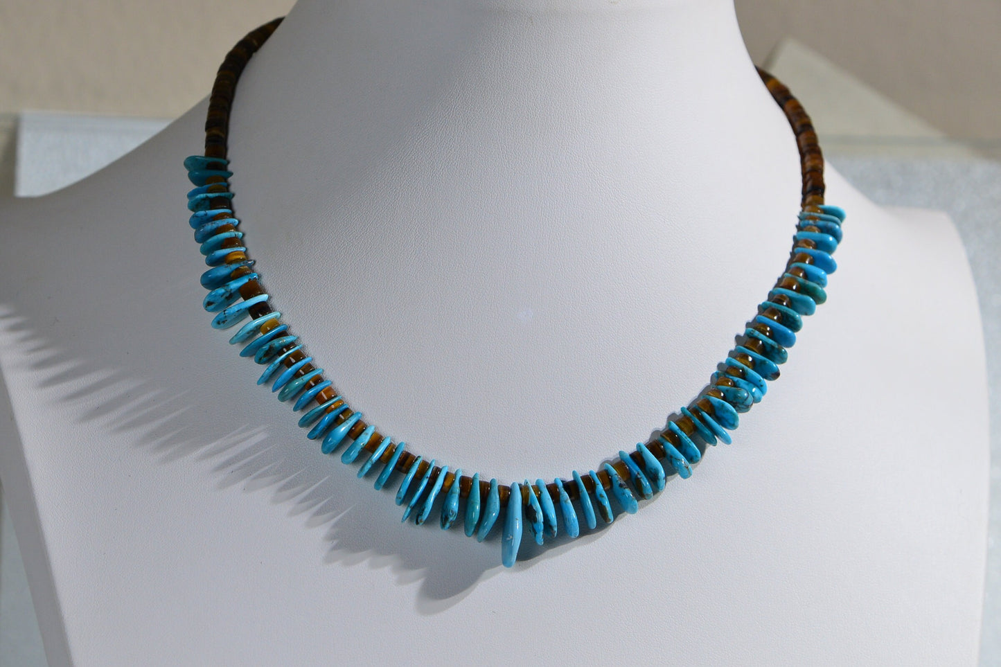 Kingman Turquoise Shell Necklace Pendant Sterling Silver Teardrop Gemstone necklace