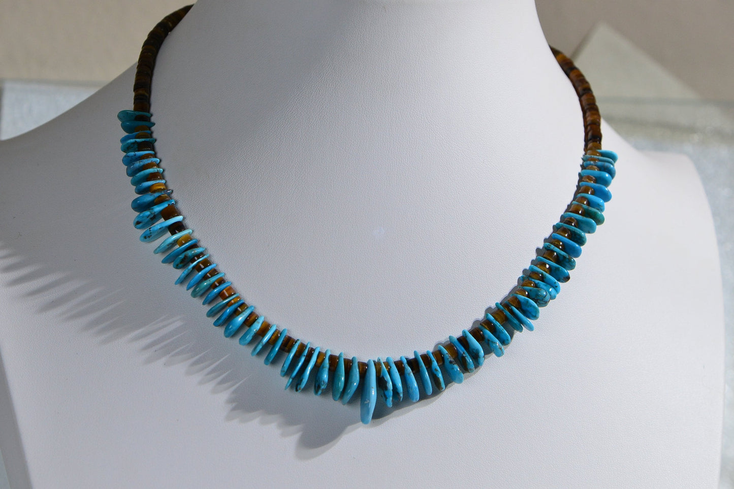 Kingman Turquoise Shell Necklace Pendant Sterling Silver Teardrop Gemstone necklace