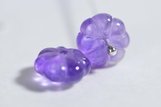 Light Amethyst Carved Floral Beads: Gemstone Jewelry Making (2pcs)