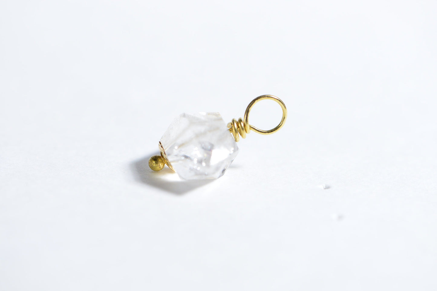 Herkimer Diamond Pendant, Raw Crystal 14K Gold Filled (14mm)
