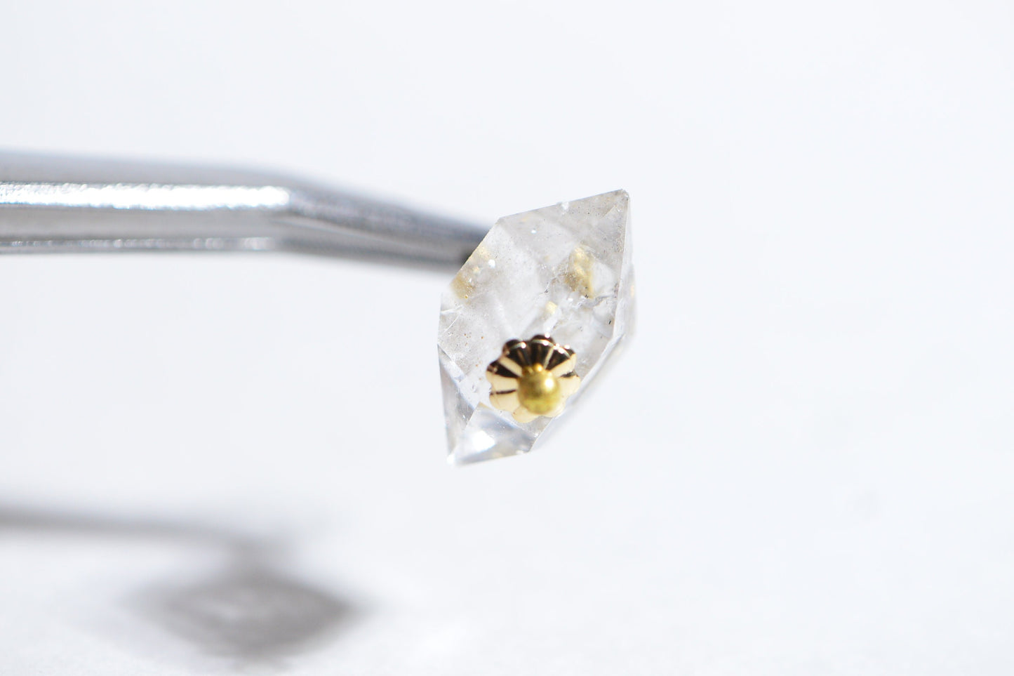 Herkimer Diamond Pendant, Raw Crystal 14K Gold Filled (14mm)