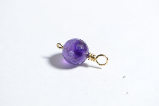 Amethyst Charm, 14K Gold Filled Wire Wrapped, February Birthstone