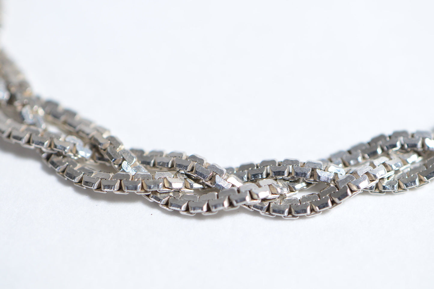 Braided Silver Chain Bracelet 925 Sterling Silver Hand made Gift for Her Herringbone