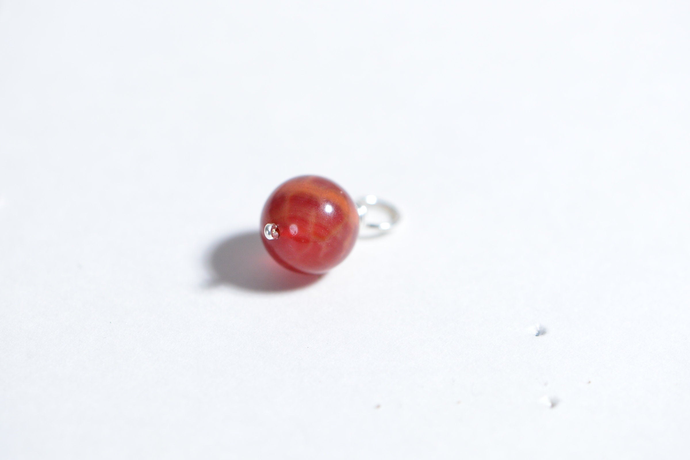 8mm Fire Agate 14K Gold Filled Wire Wrapped Charm Bead