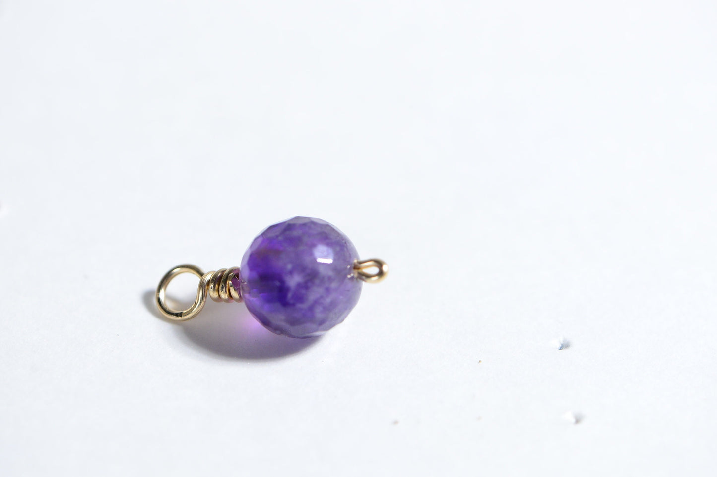 10mm Amethyst Charm: 14K Gold Filled Wire Wrapped February Birthstone