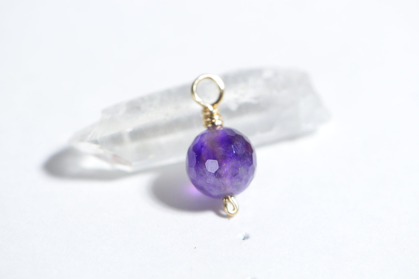 10mm Amethyst Charm: 14K Gold Filled Wire Wrapped February Birthstone