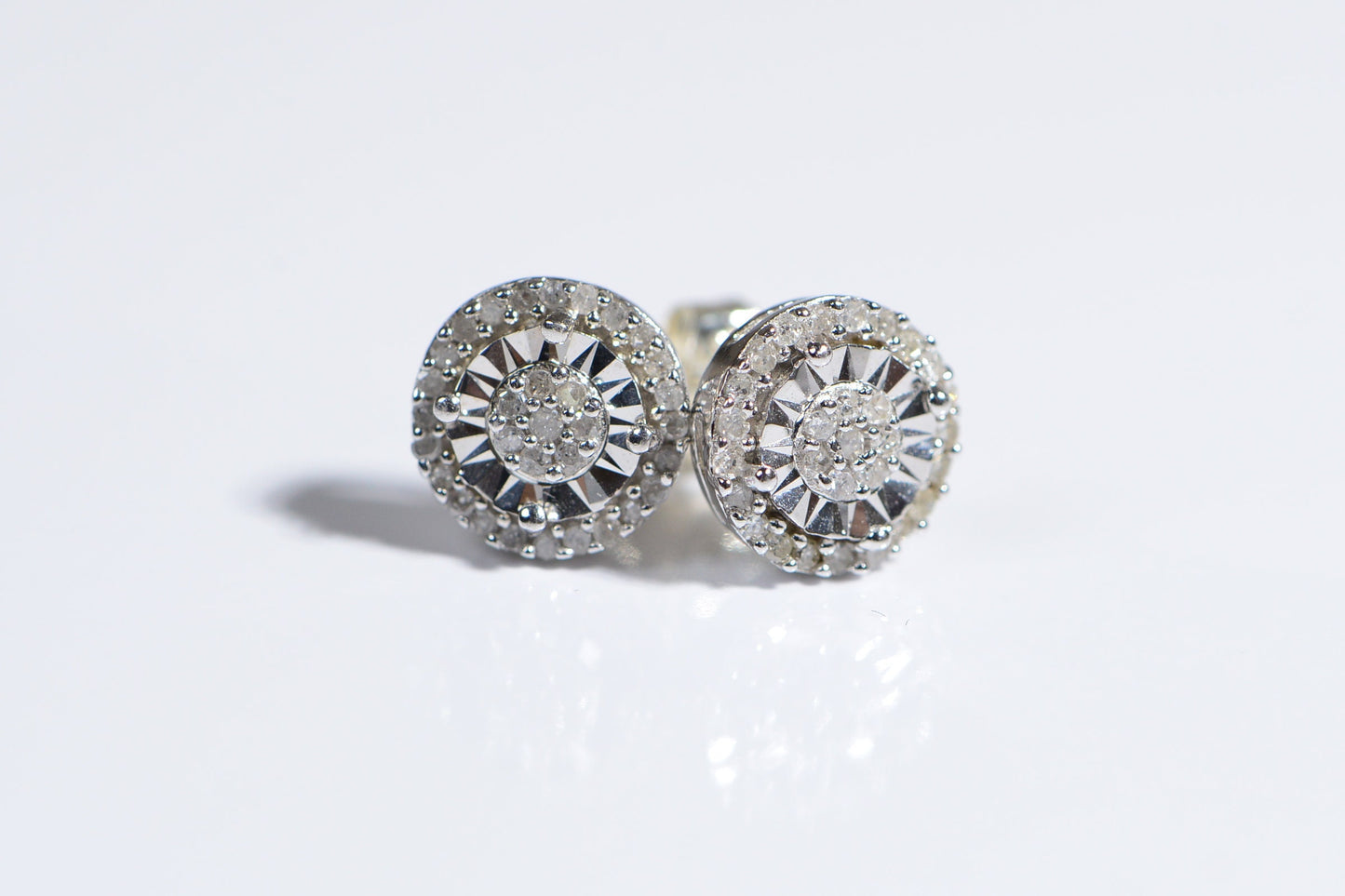 Diamond Stud Earrings, 0.50ct, 14K White Gold Over Sterling Silver