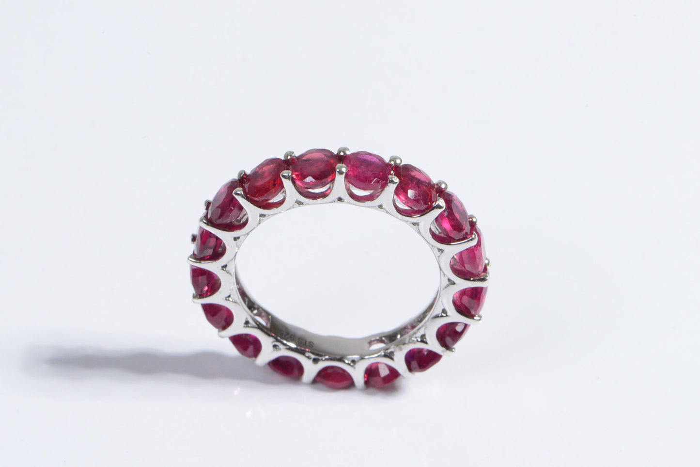 Natural Ruby Sterling Silver Ring - July Birthstone Band