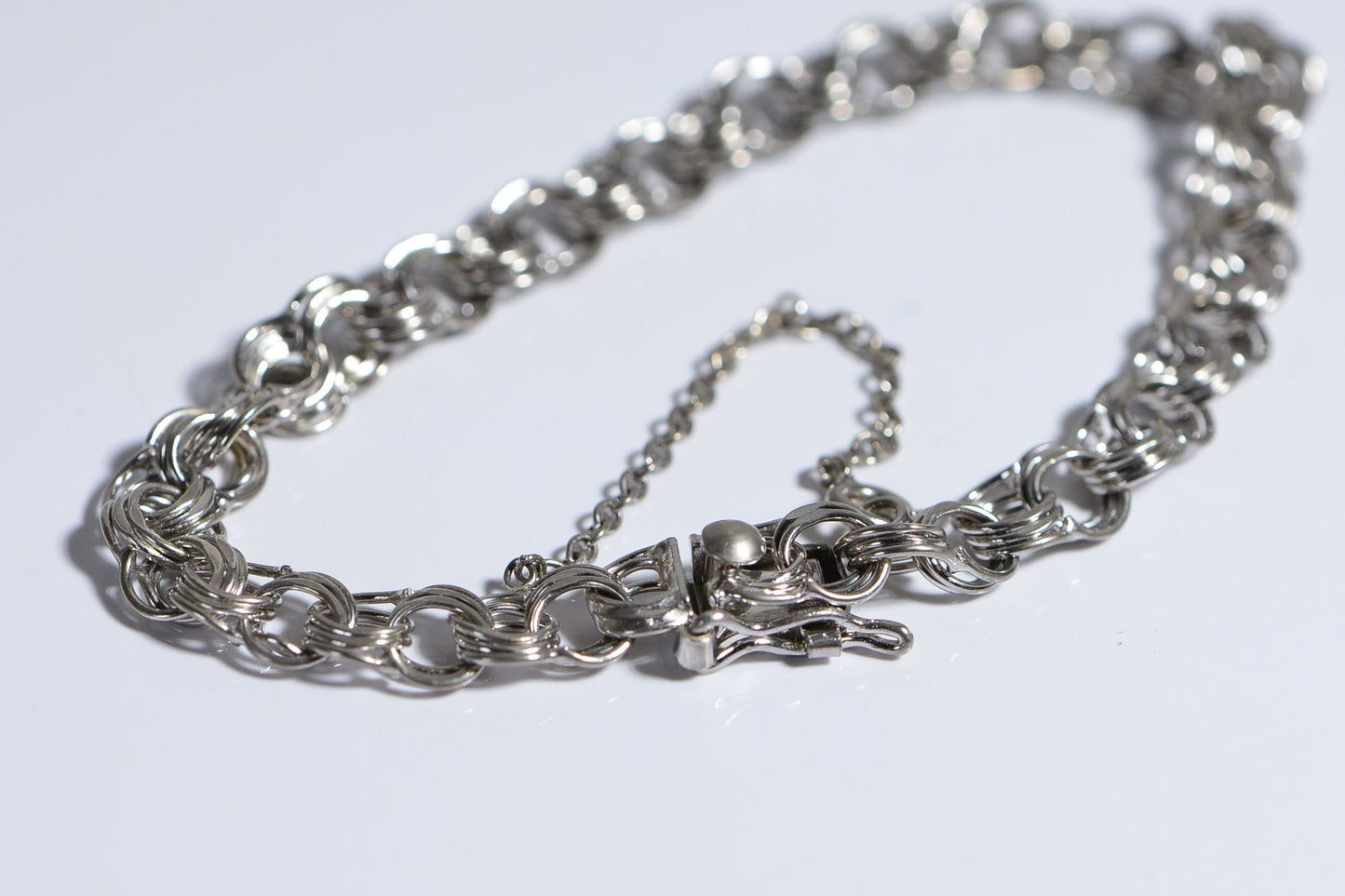 Sterling Silver Mens Bismark Chain Bracelet, Byzantine Weave 7.5 Inch