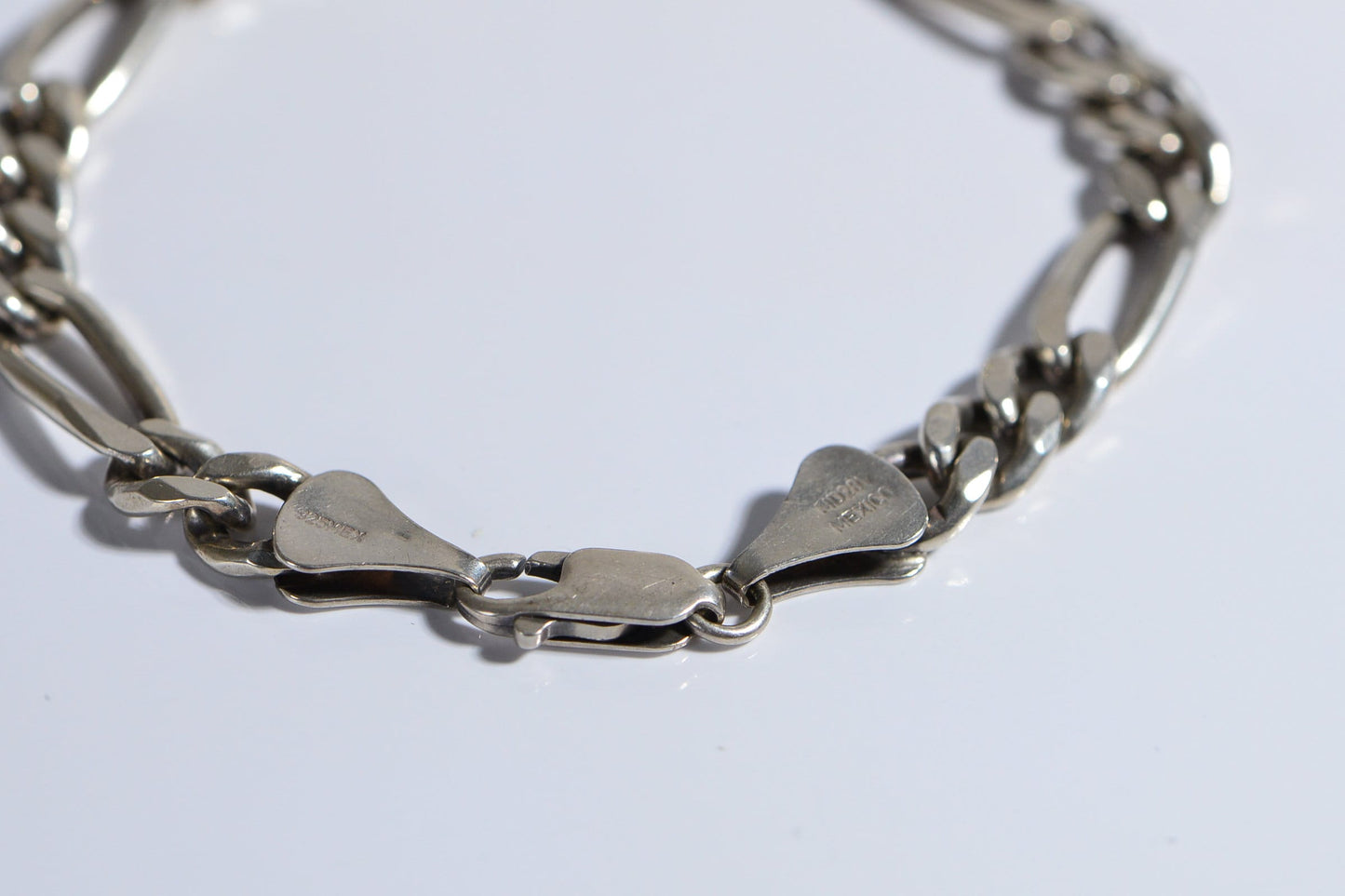 Heavy Sterling Silver Bracelet Figaro Chain Men's Bracelet