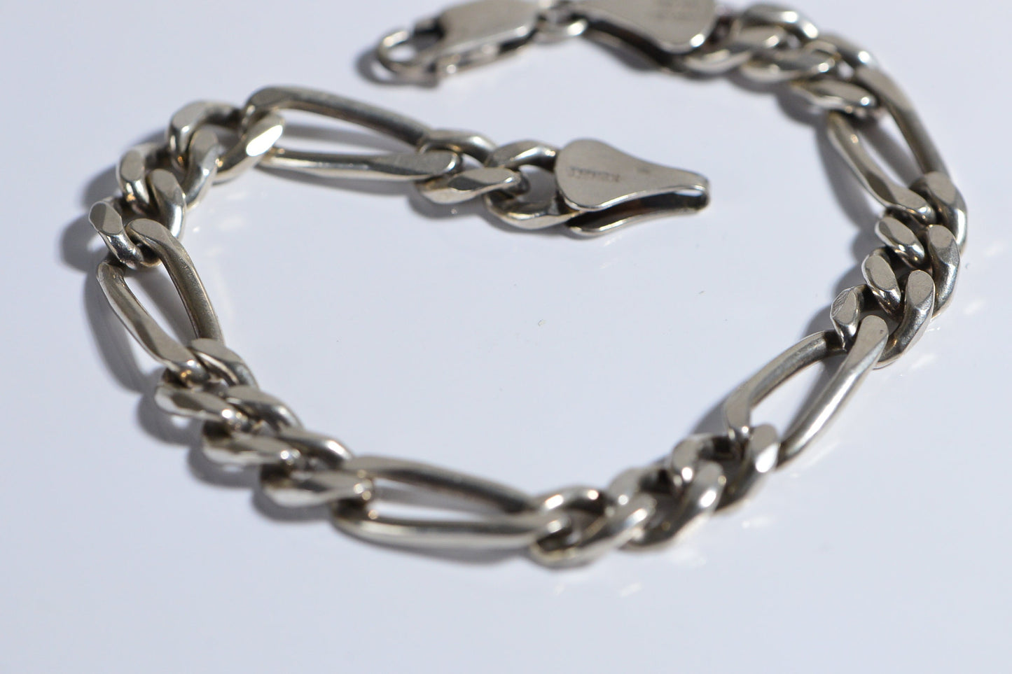 Heavy Sterling Silver Bracelet Figaro Chain Men's Bracelet