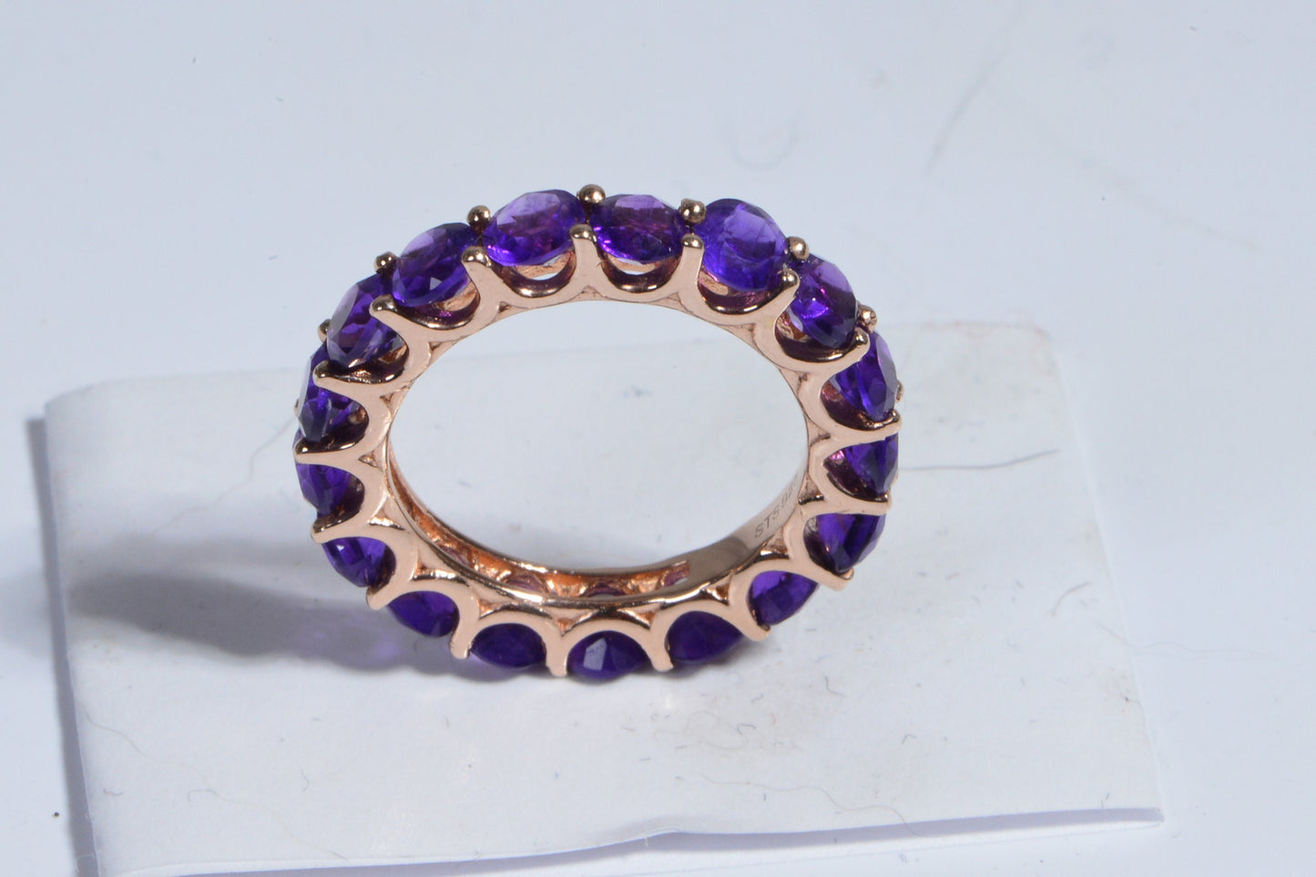 Natural Amethyst Rose Gold Sterling Silver Stack Ring Birthstone February Band Ring