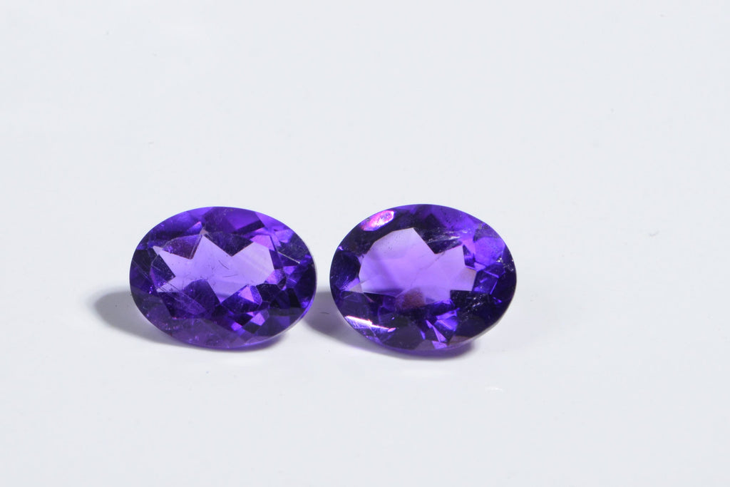 9X6.7mm Natural Amethyst Oval Faceted Cab Ring Size Dark Purple Crystal Cabochon