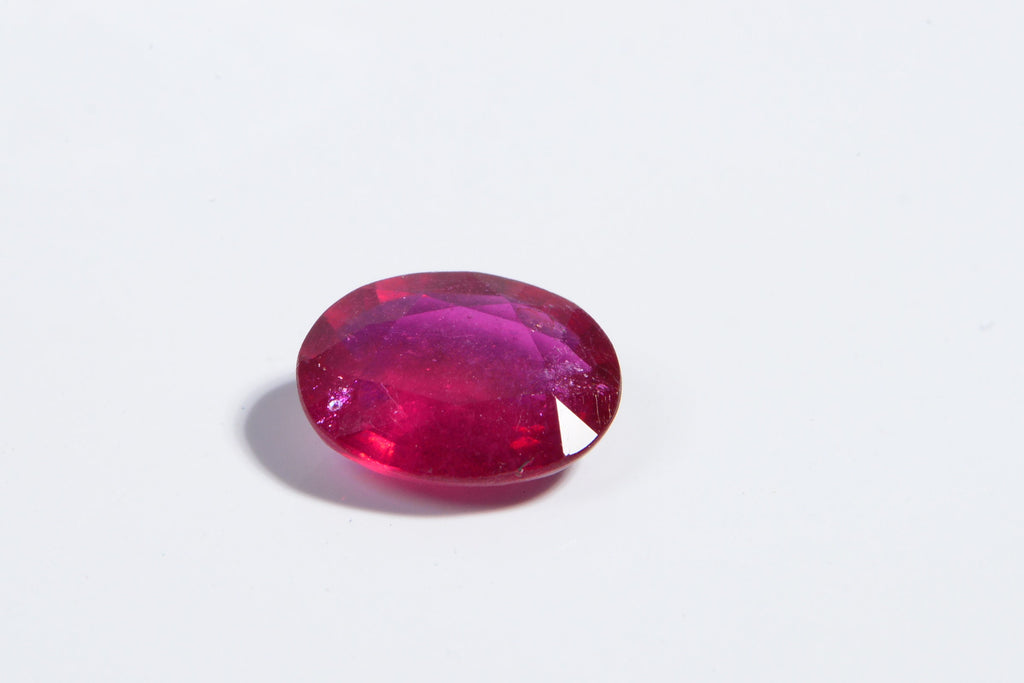 Natural Ruby Cabochon: Oval Faceted July Birthstone (10.9X8.8X3.8mm)