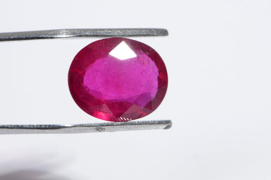 Natural Ruby Cabochon: Oval Faceted July Birthstone (10.9X8.8X3.8mm)