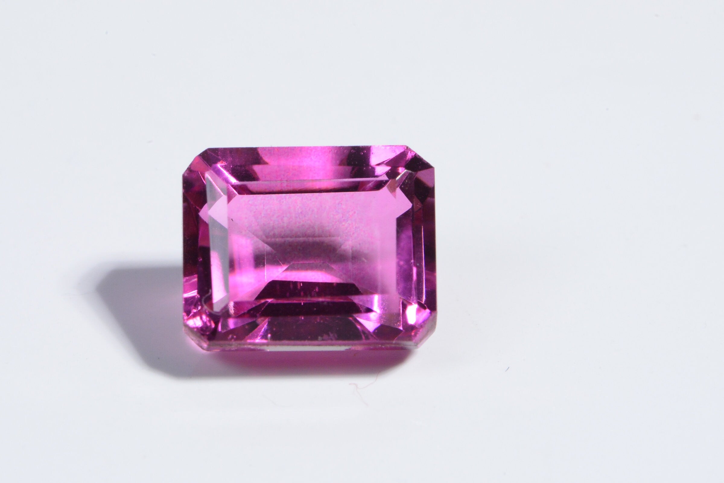 Synthetic Gemstone Hot Pink Tourmaline Emerald Cut Stone For Ring 10X8mm Rectangle Cushion Stone