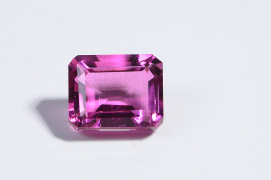 Synthetic Gemstone Hot Pink Tourmaline Emerald Cut Stone For Ring 10X8mm Rectangle Cushion Stone