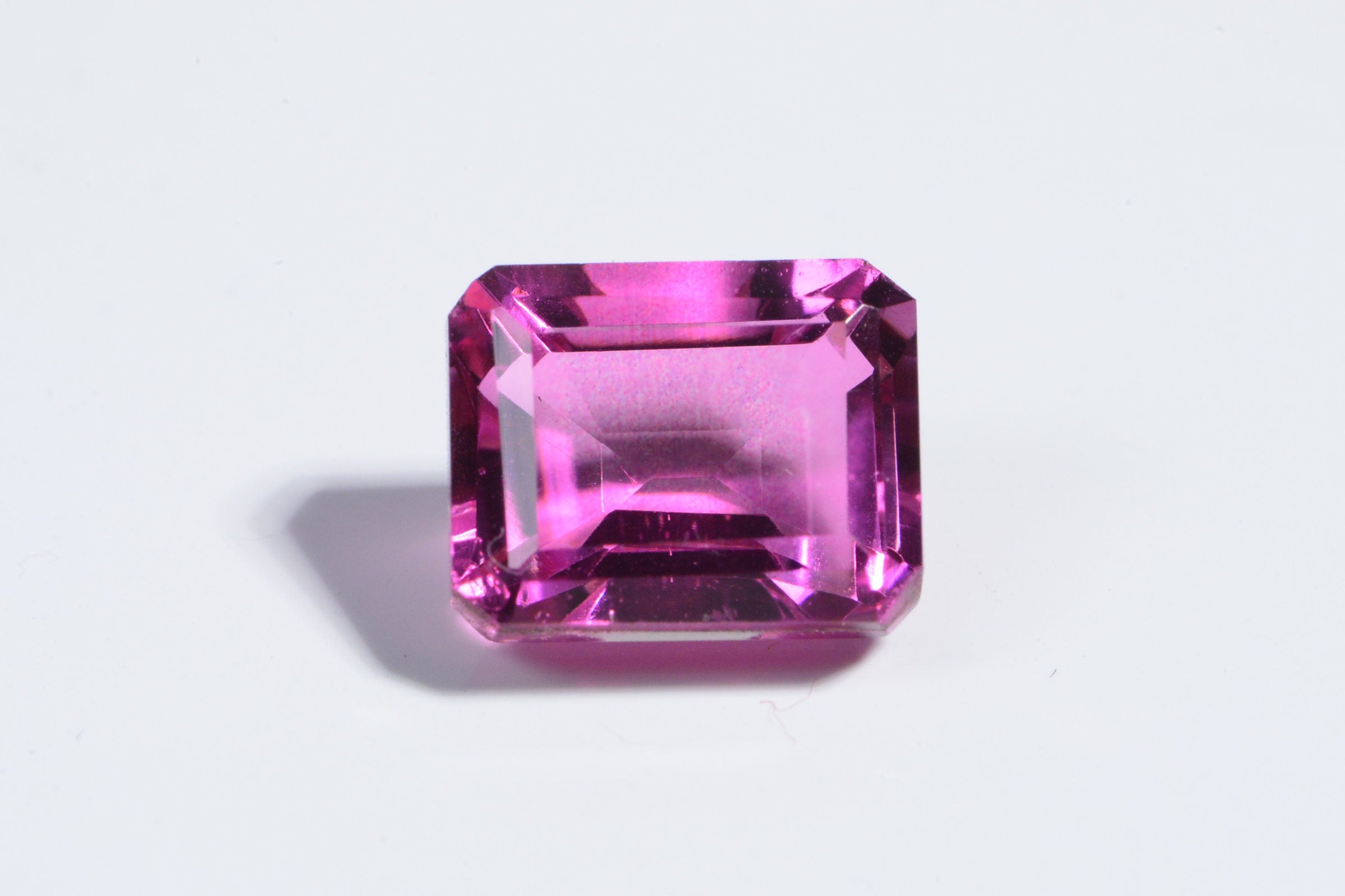 Synthetic Gemstone Hot Pink Tourmaline Emerald Cut Stone For Ring 10X8mm Rectangle Cushion Stone
